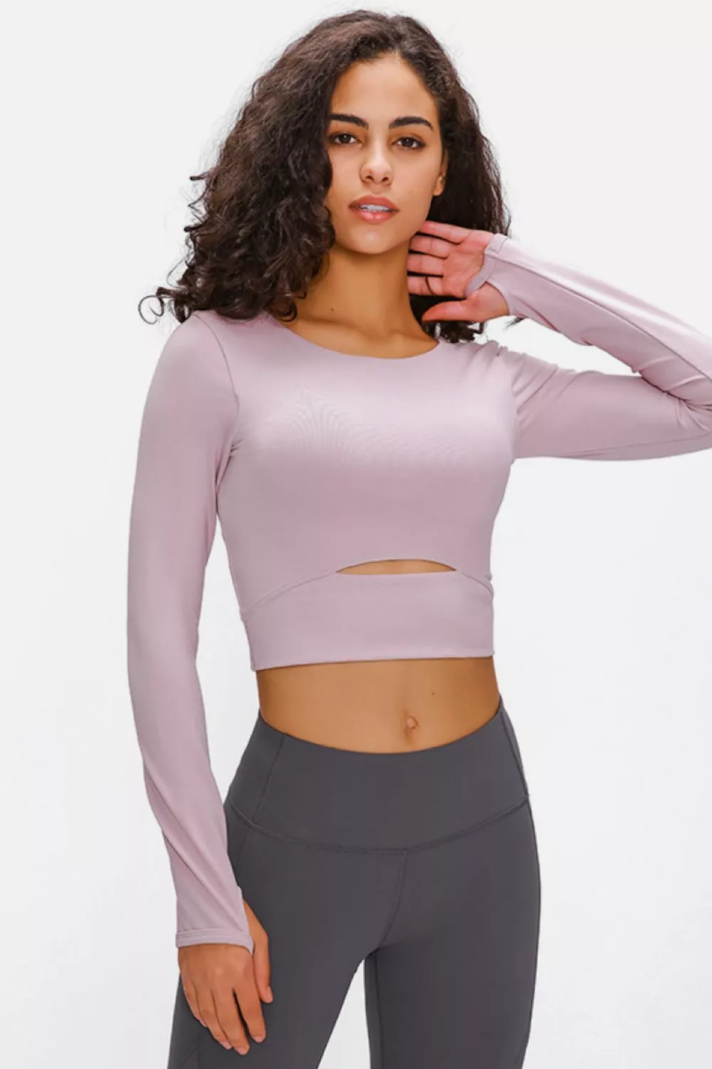 Long Sleeve Cropped Top With Sports Strap, image 6