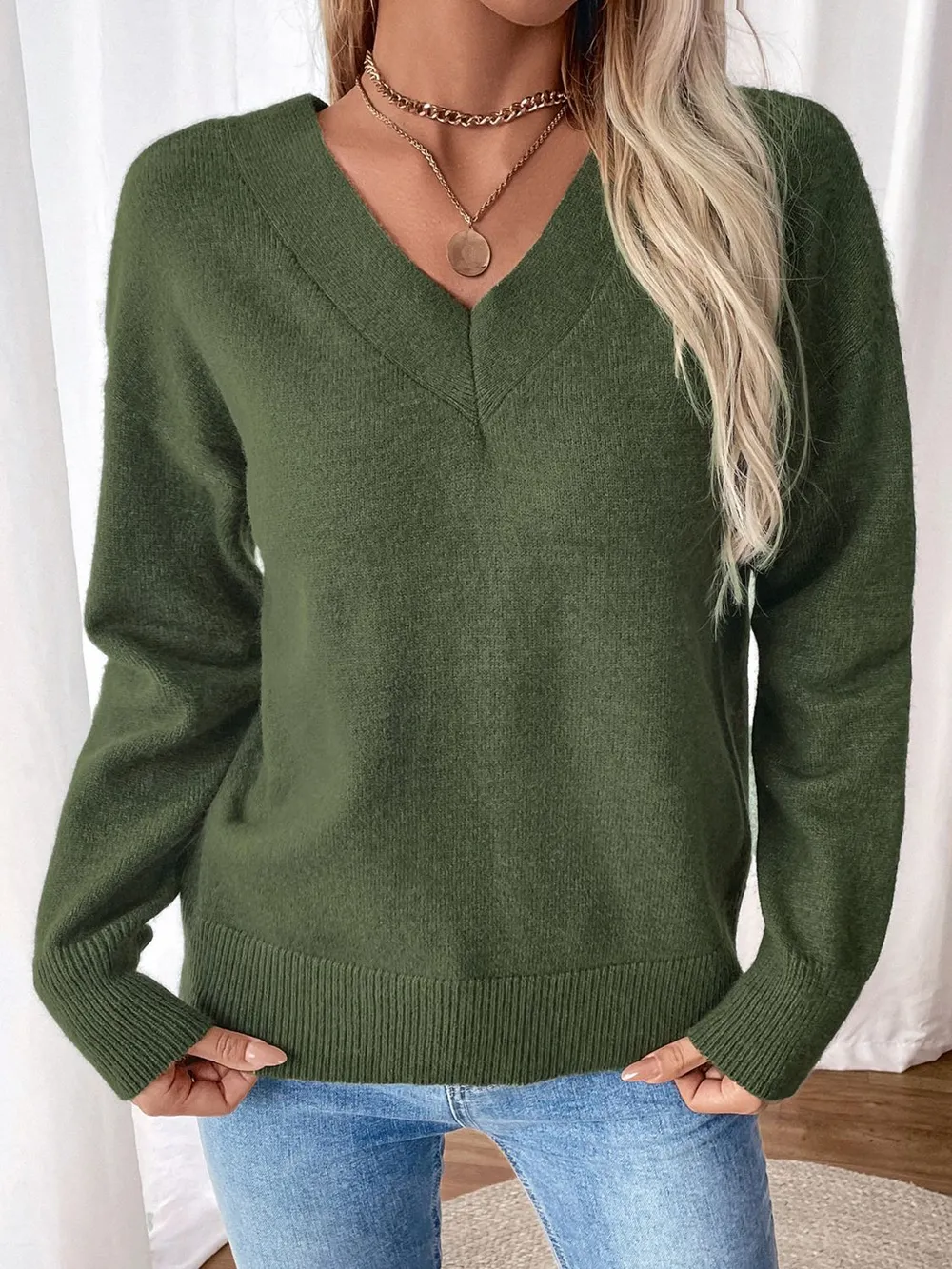 Twisted V-Neck Long Sleeve Sweatshirt, image 4