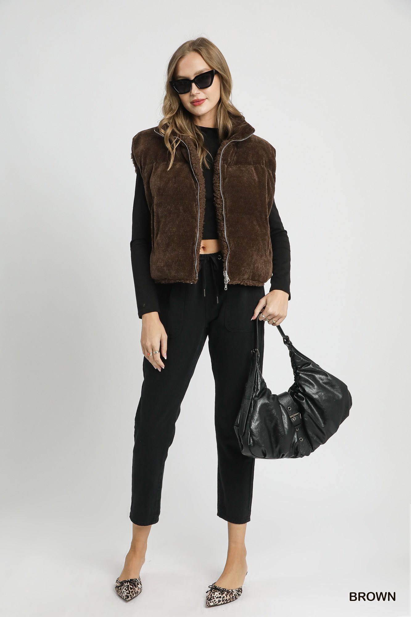 Sherpa-Lined Zip Vest with Drawstring Hem, image 3
