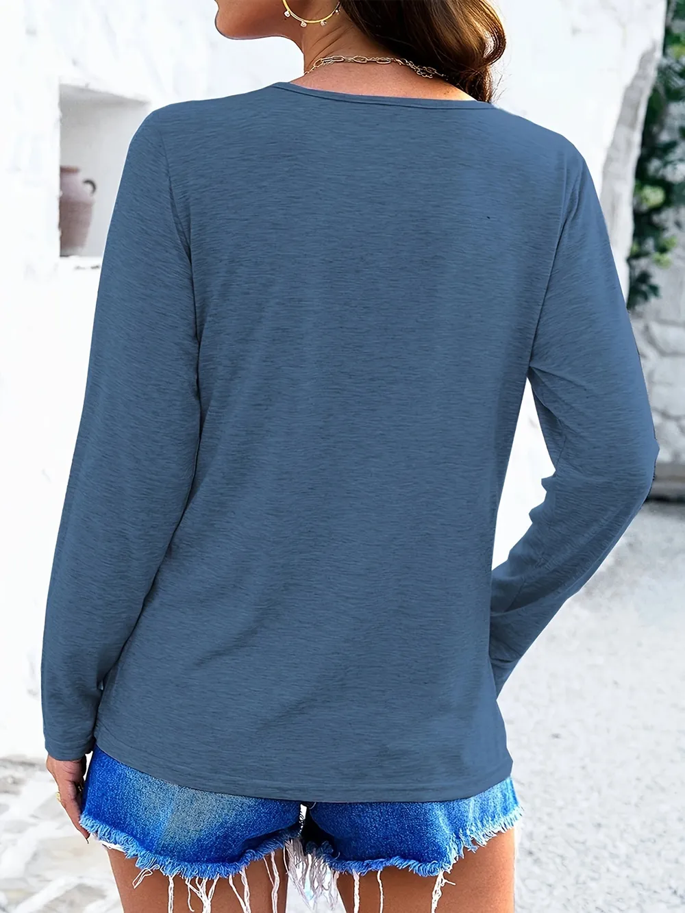 Crisscross V-Neck Long Sleeve T-Shirt, image 22