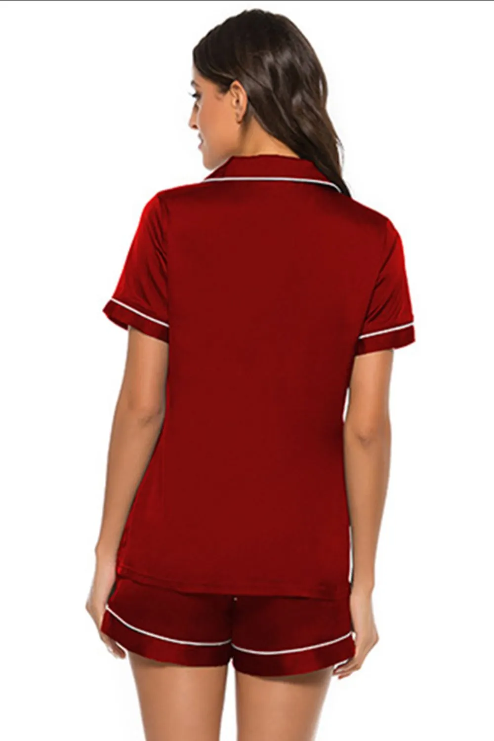 Printed Button Up Short Sleeve Top and Shorts Lounge Set, image 10