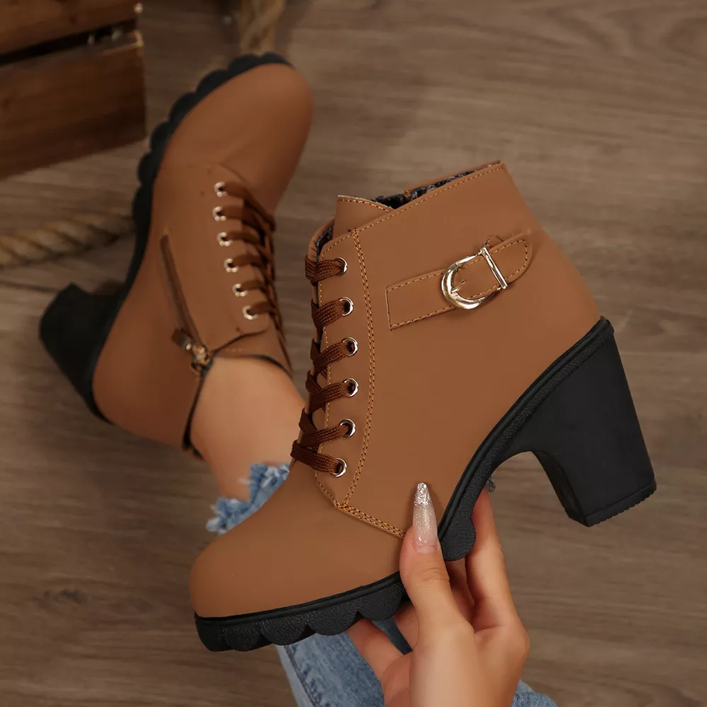 Lace Up Block Heels Boots, image 9