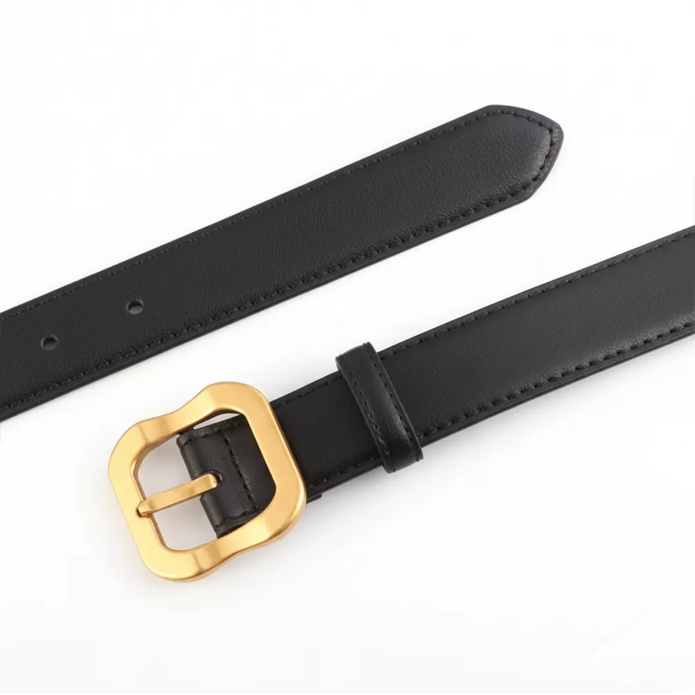 Leather Belt with Golden Buckle, image 4