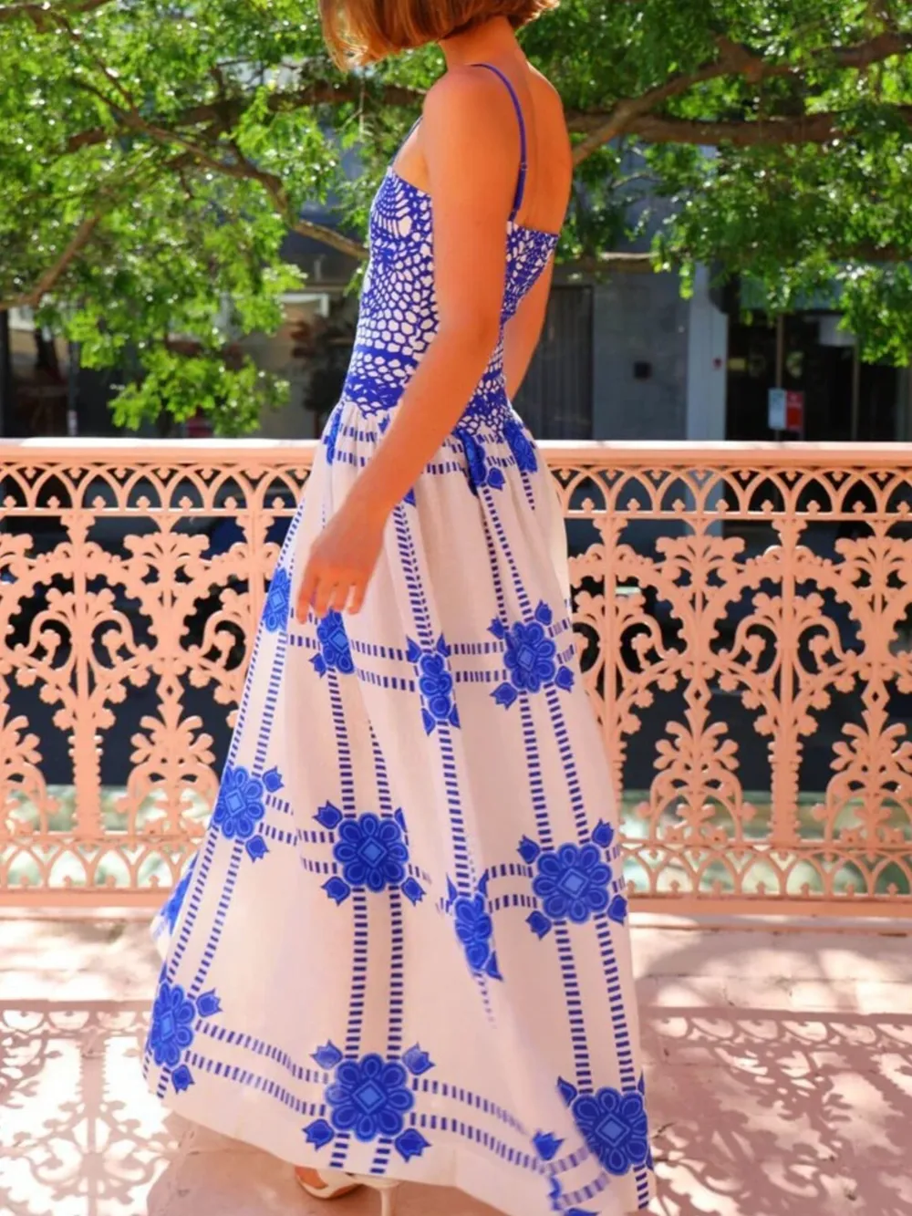 Printed Square Neck Maxi Cami Dress, image 2