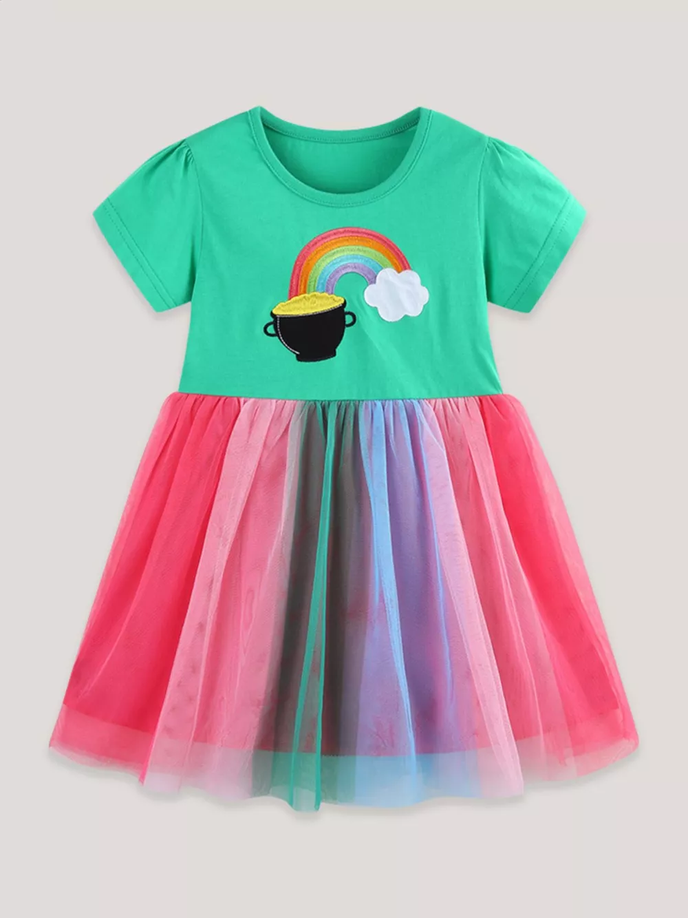 Children's Rainbow Graphic Tulle Dress, image 2