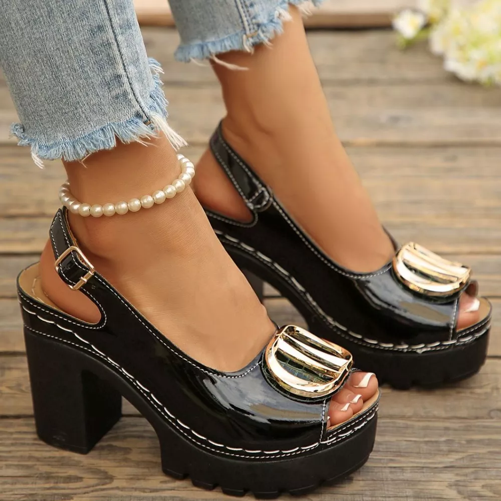 Peep Toe Block Heels Sandals, image 10