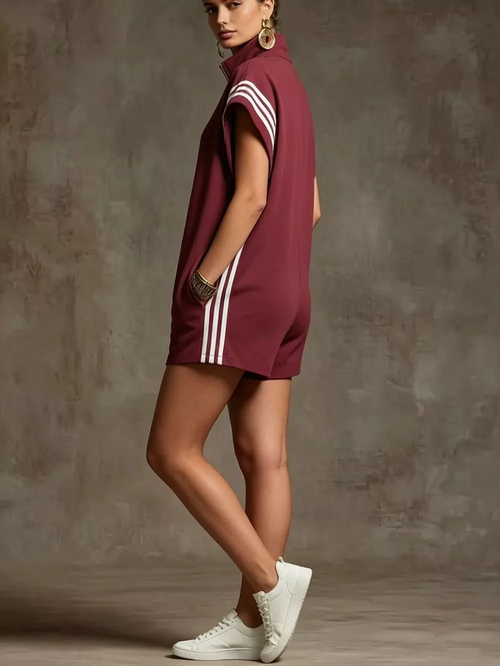 Striped Zip Front Romper, image 14