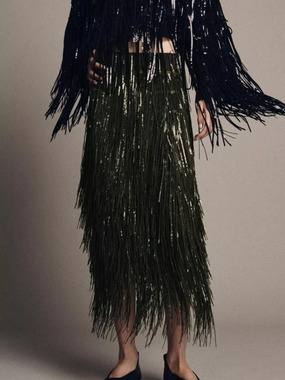 Fringe Long Sleeve Shirt & Skirt Set, image 7