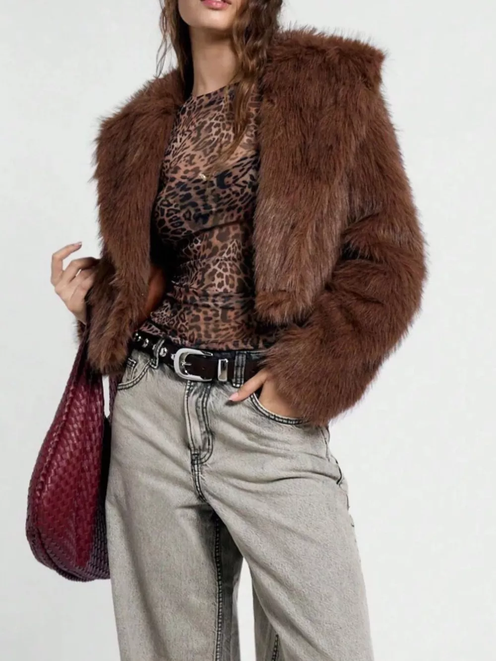 Sheer Leopard Print Long Sleeve Blouse, image 4