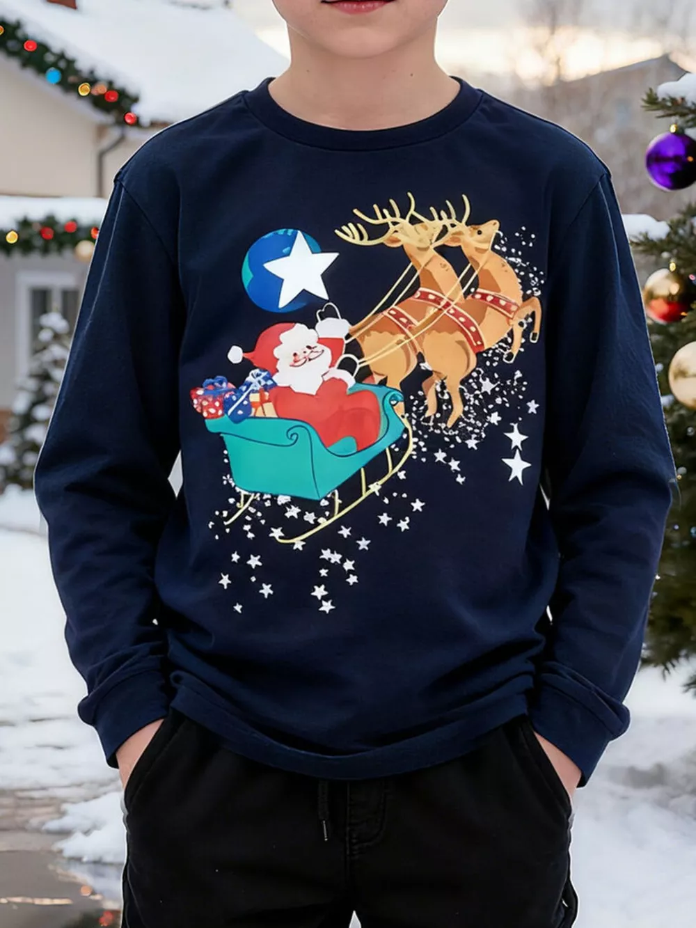 Children's Santa Graphic Long Sleeve T-Shirt