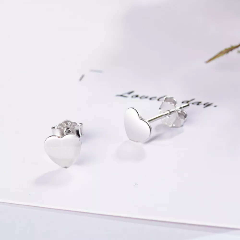 925 Sterling Silver Heart Stud Earrings