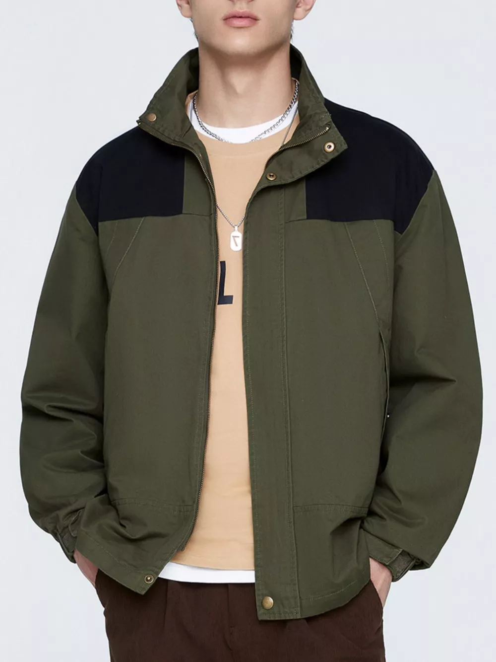 Men's Plus Size Two-Tone Windproof Jacket, image 4