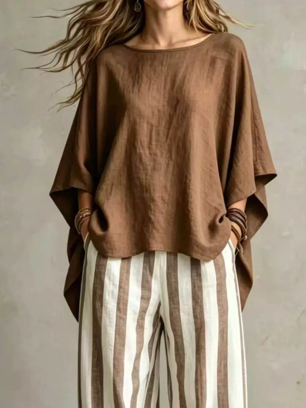 Full Size Solid Color Top and Pants Set Plus Size, image 10