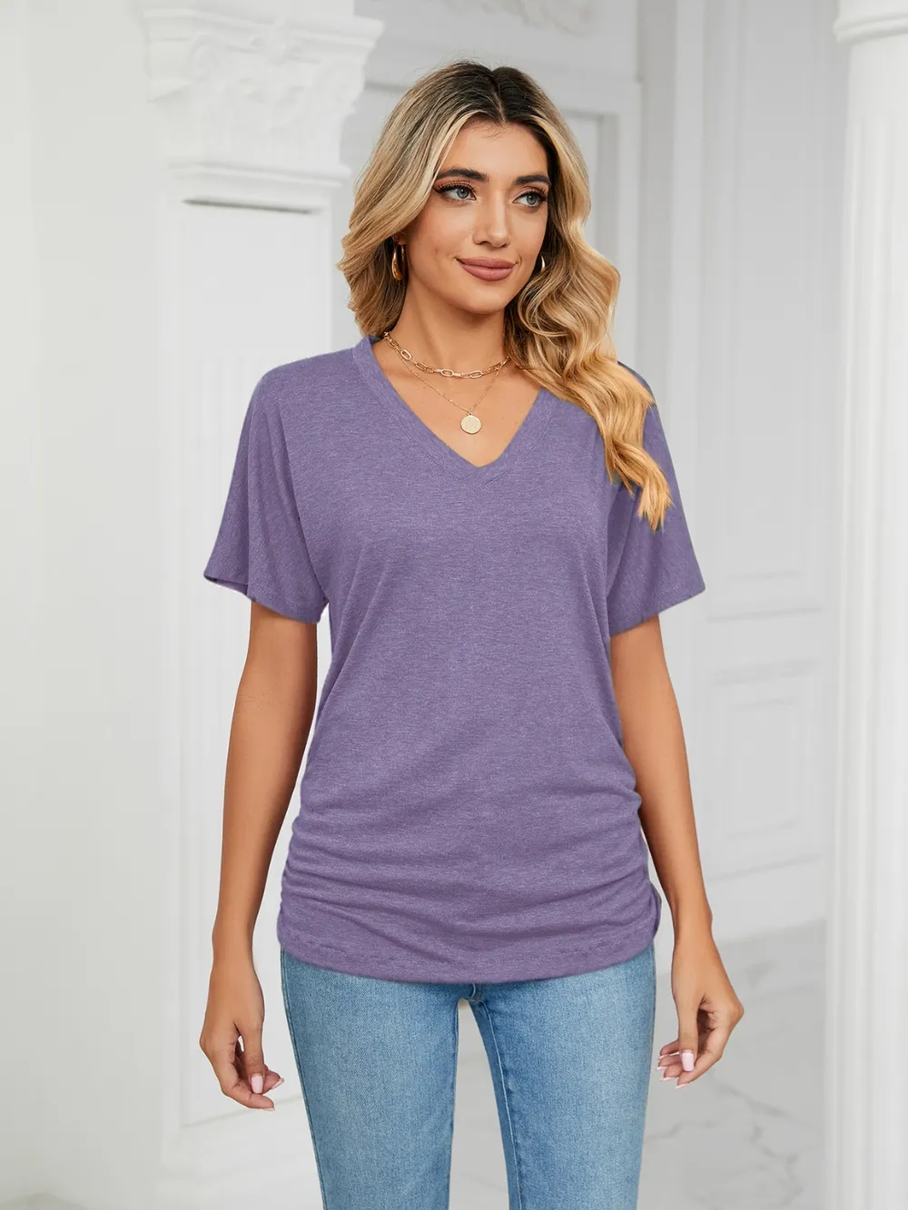 V-Neck Short Sleeve T-Shirt, image 5