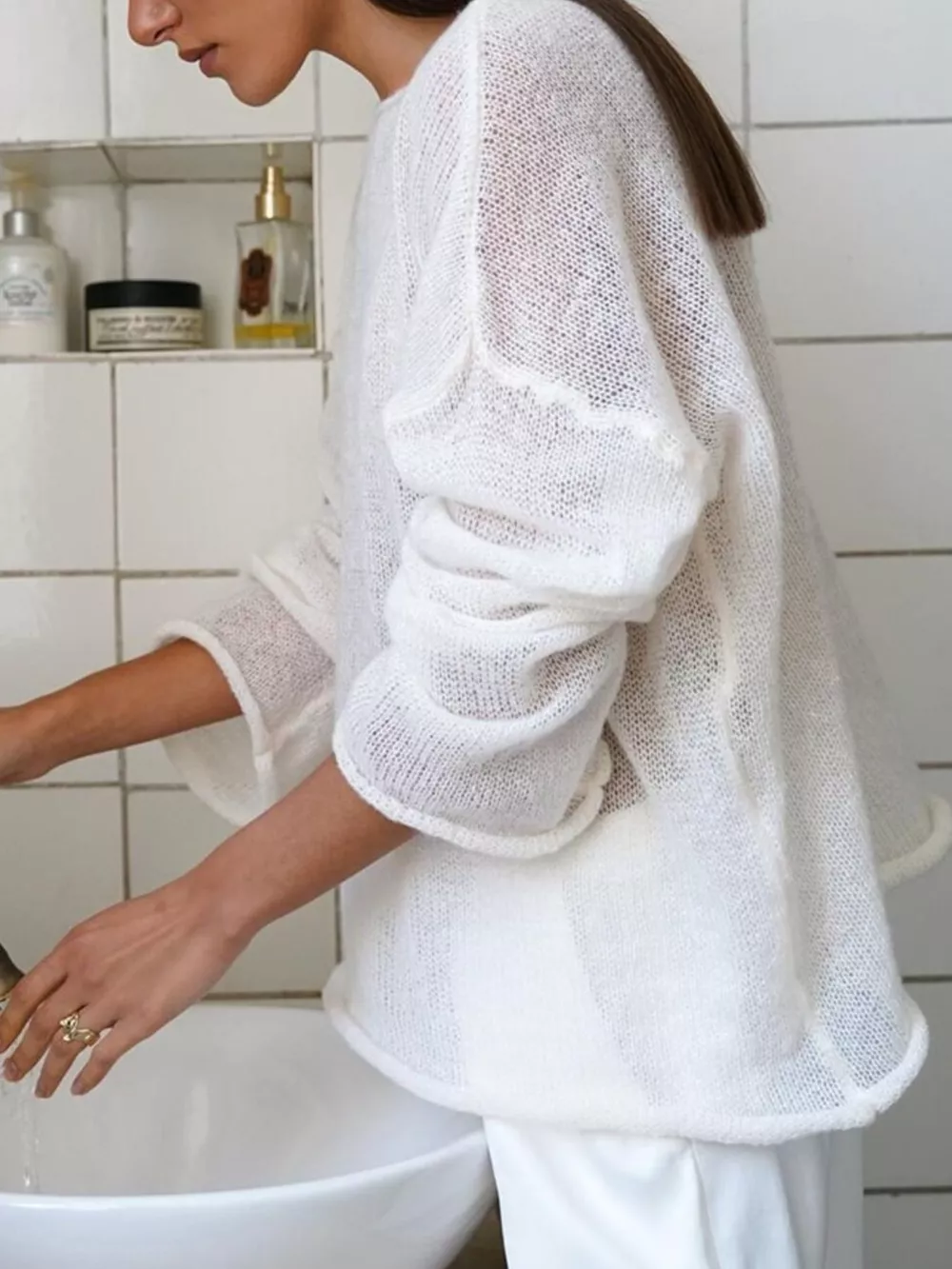 Boat Neck Dropped Shoulder Sweater, image 10
