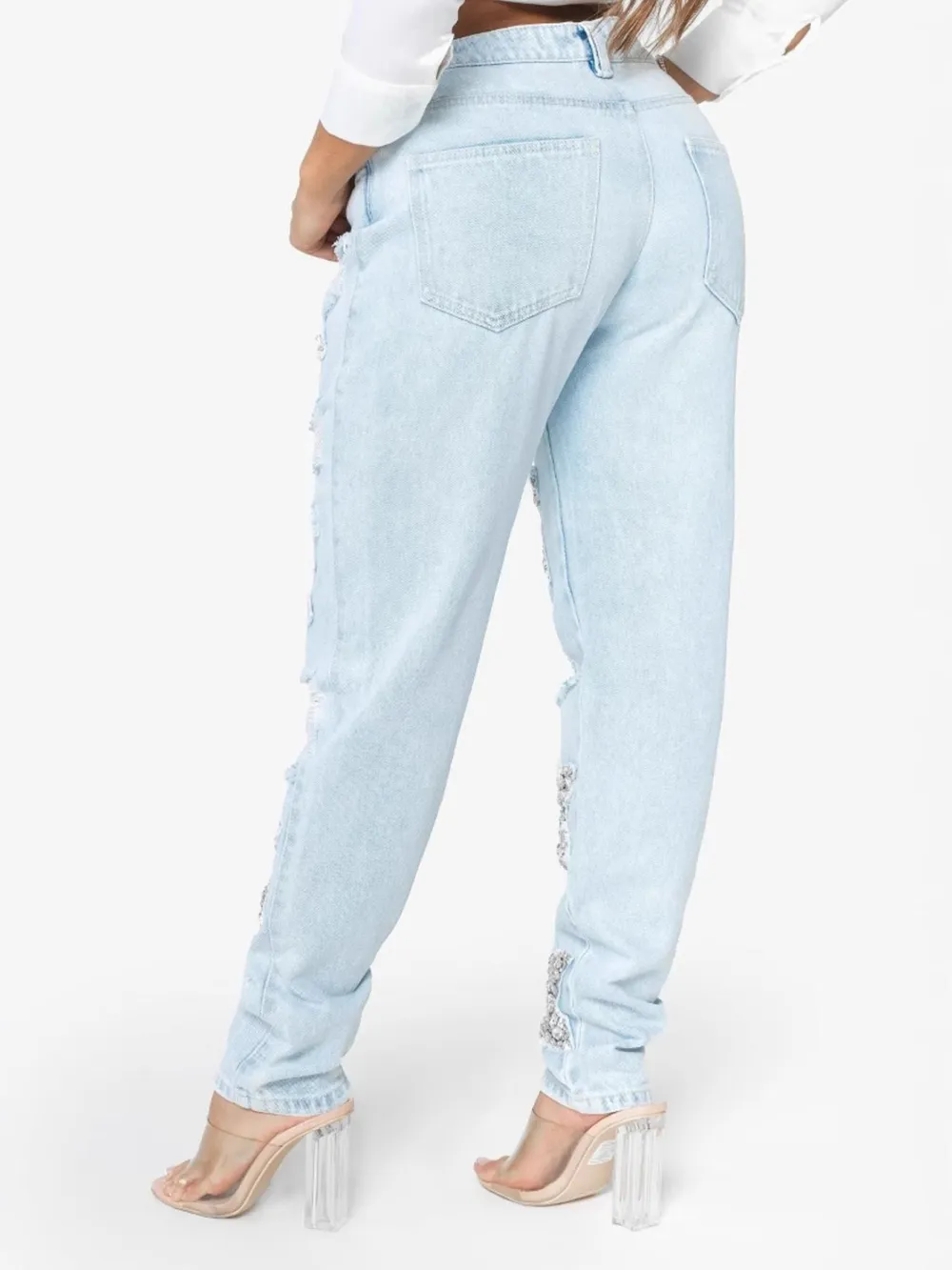 Distressed Star Wash Boyfriend Jeans, image 2
