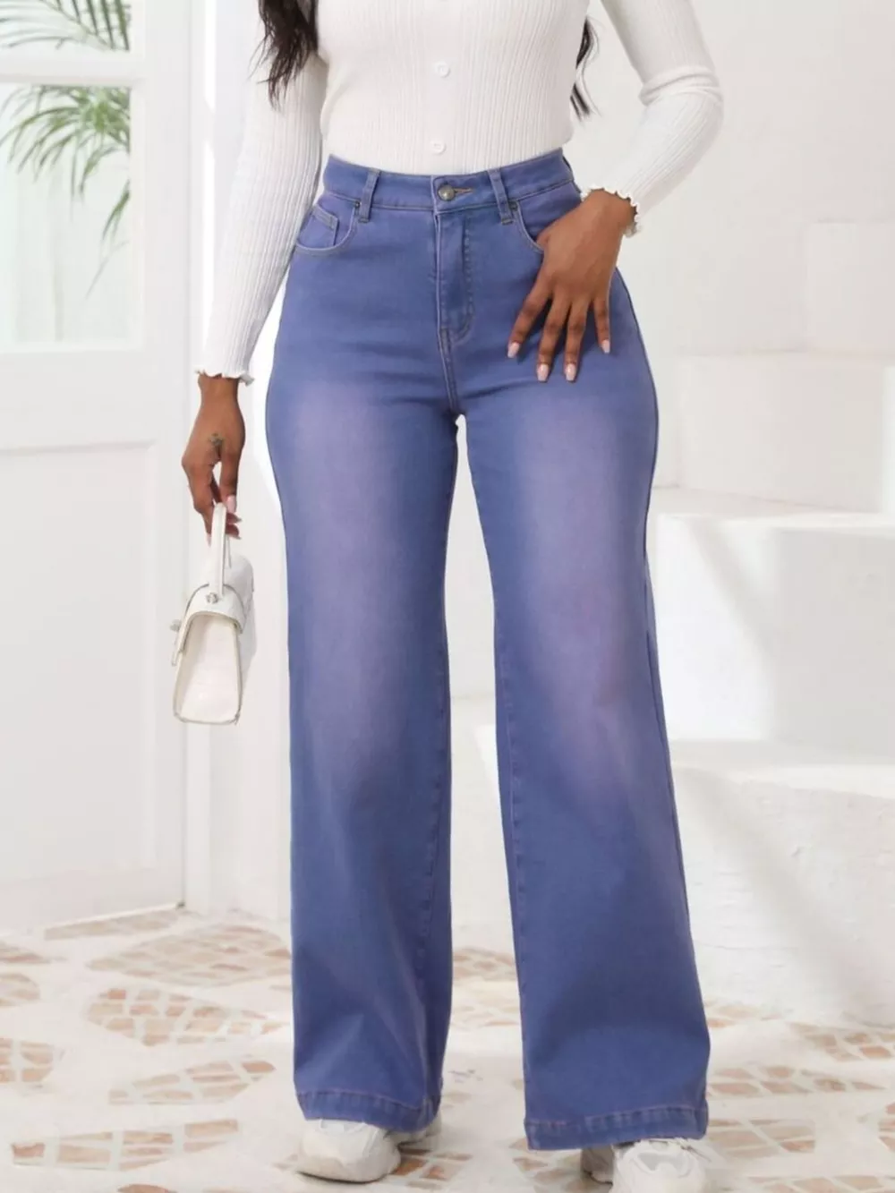 High-Waisted Washed Wide-Leg Jeans, image 7