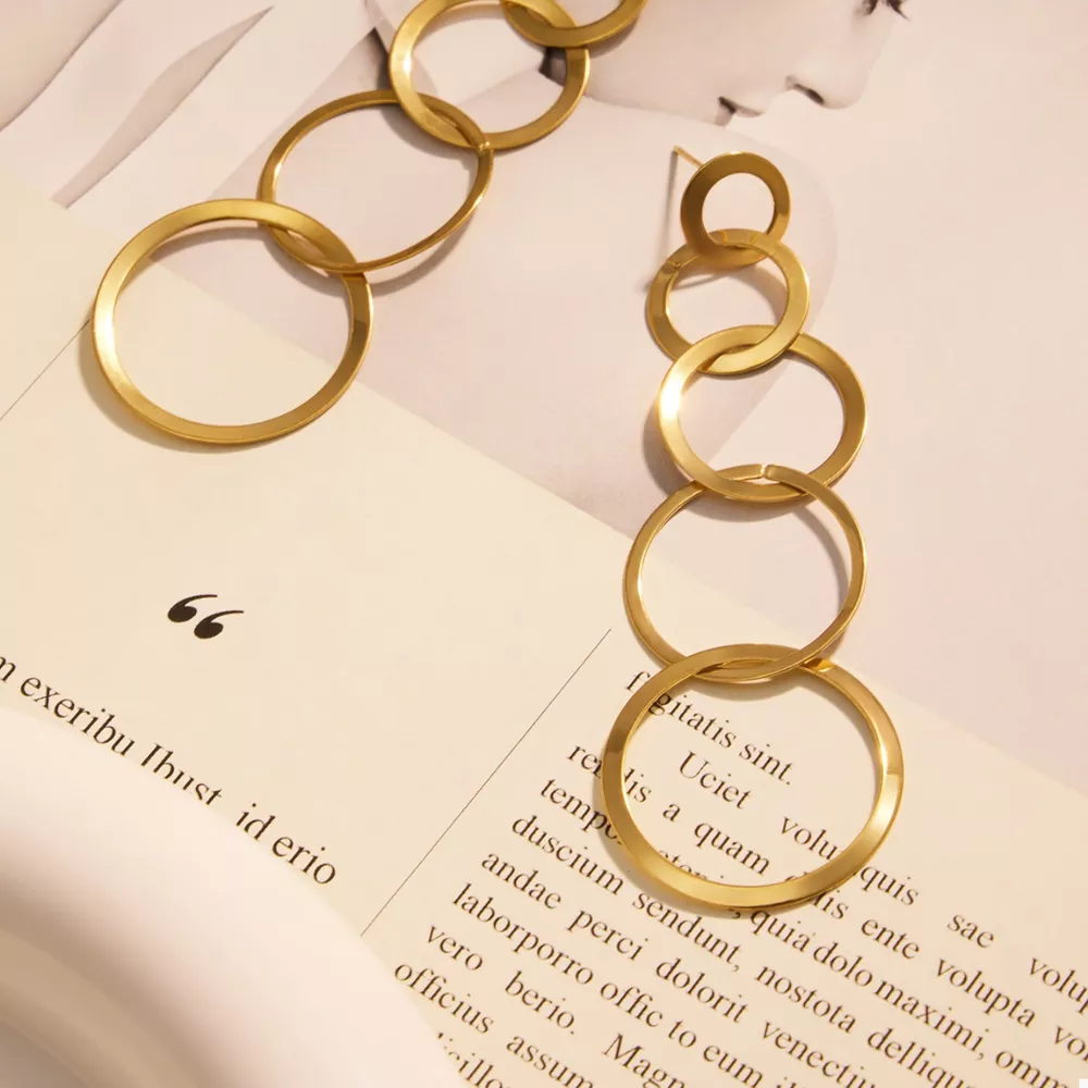 18K Gold-Plated Titanium Steel Round Earrings, image 3