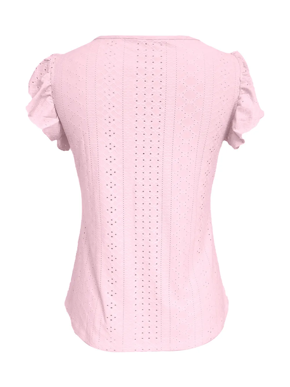 Eyelet Button-Front Flutter Sleeve Top, image 3
