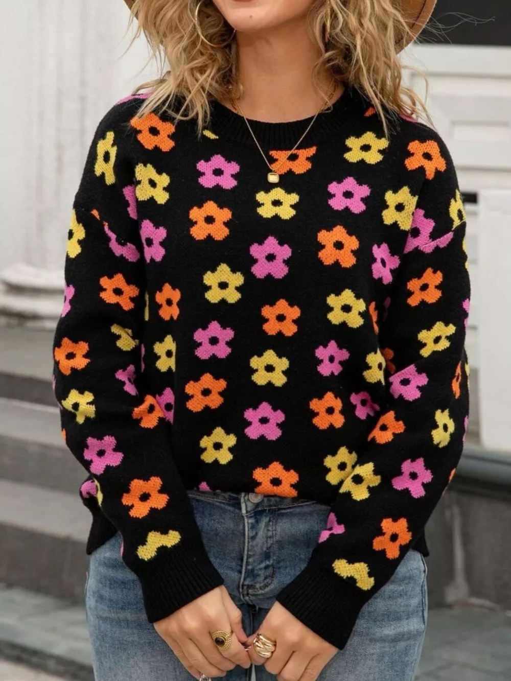 Floral Crew Neck Sweater, image 9