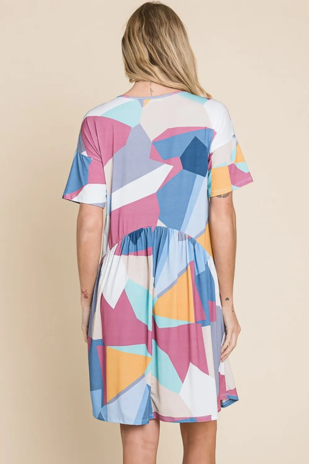 Ruched Color Block Short Sleeve Dress, image 2