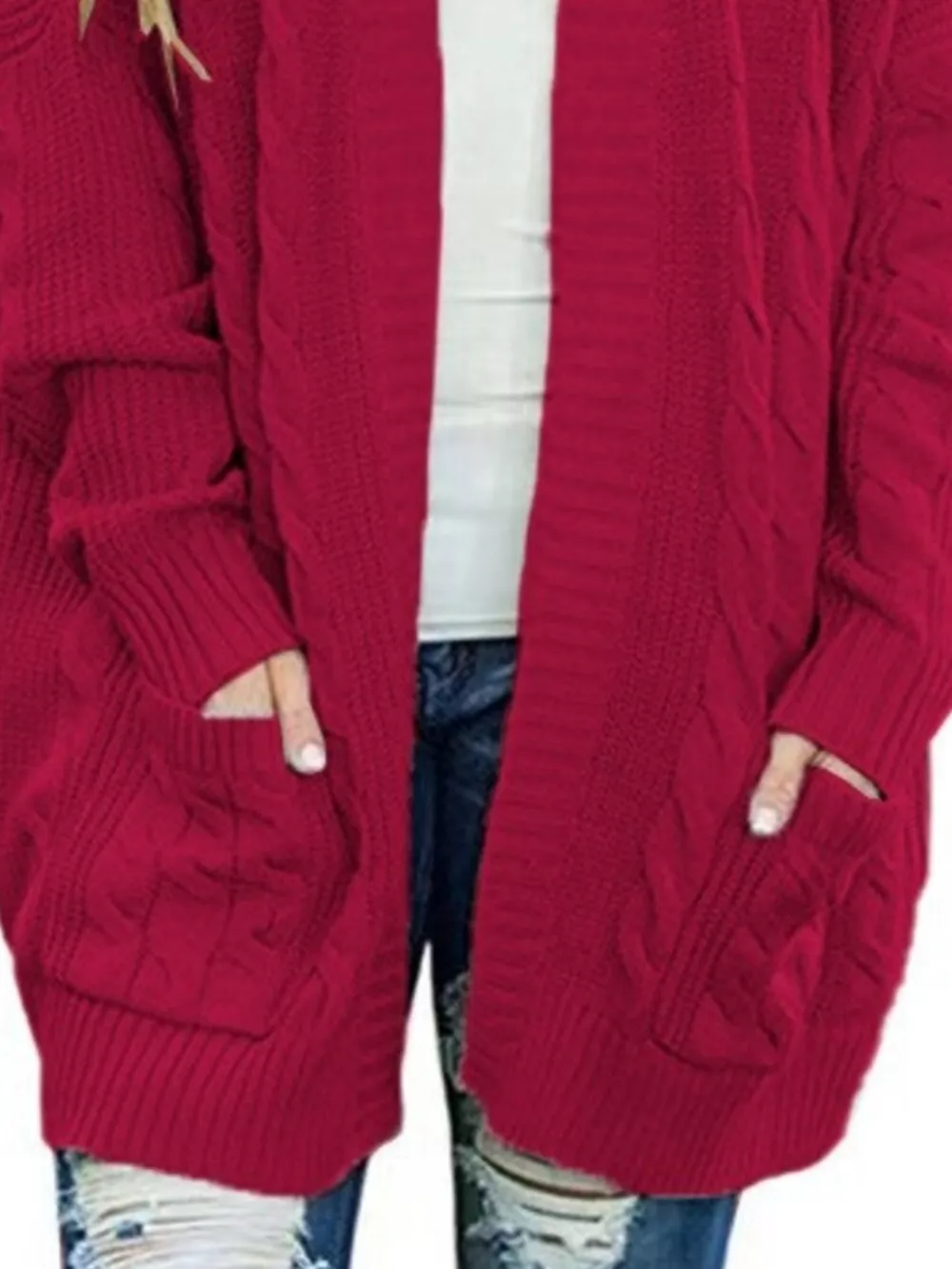 Chunky Knit Open Front Cardigan, image 2