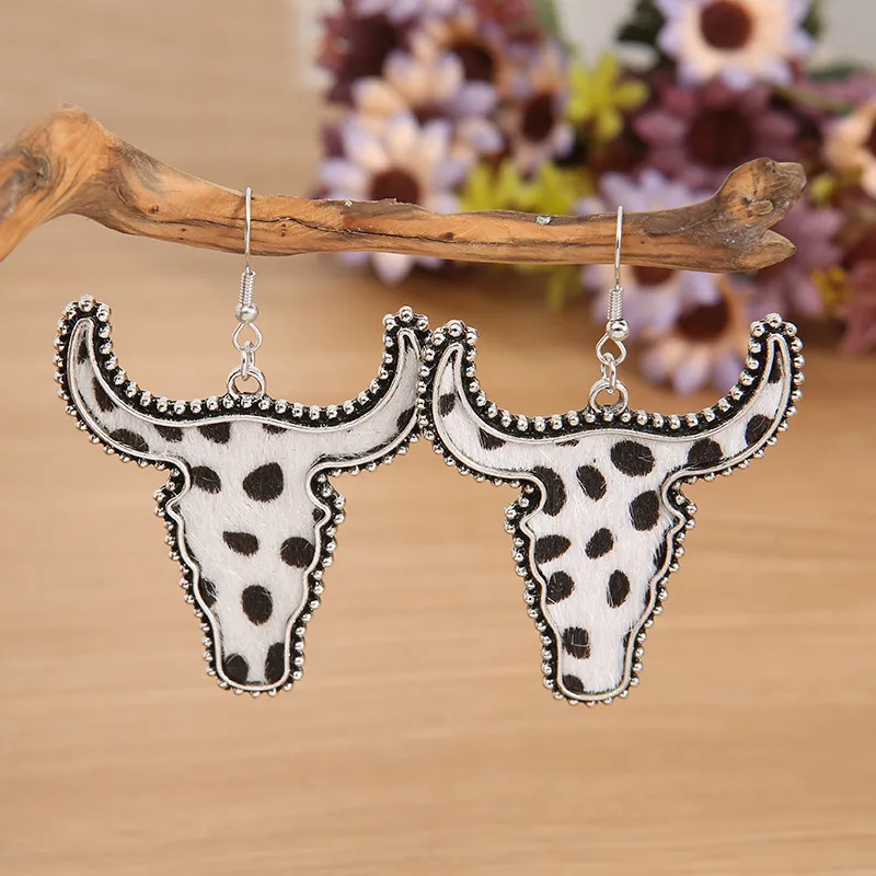 Alloy Animal Print Cow Head Earrings, image 7