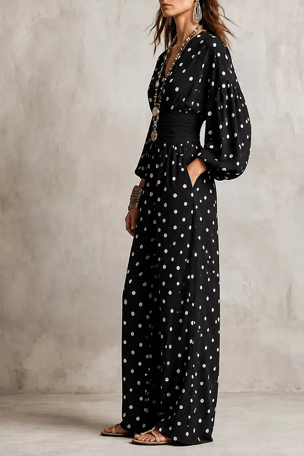 Polka Dot Wide-Leg Jumpsuit, image 8
