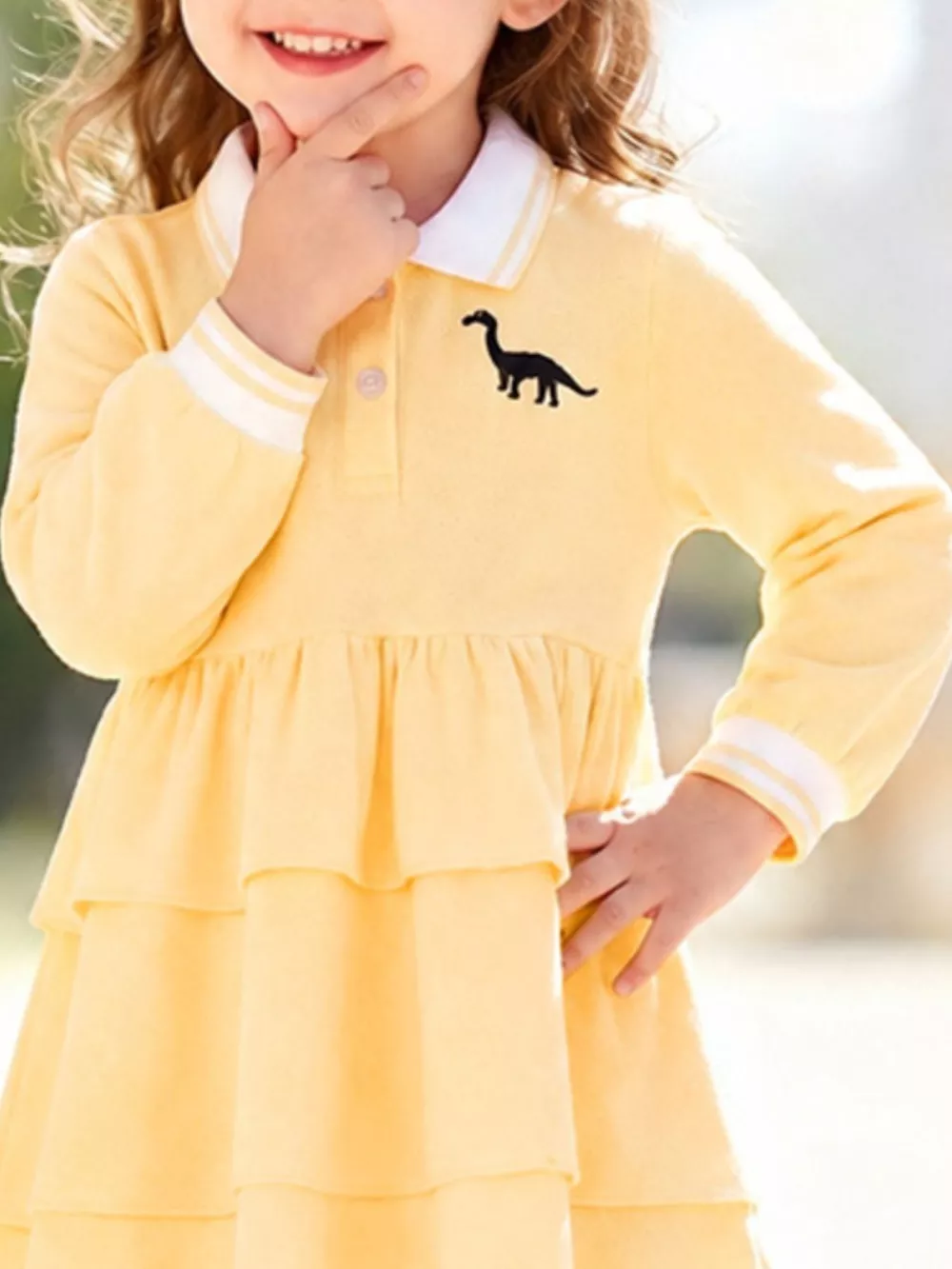 Children's Polo Collar Tiered Dress, image 3