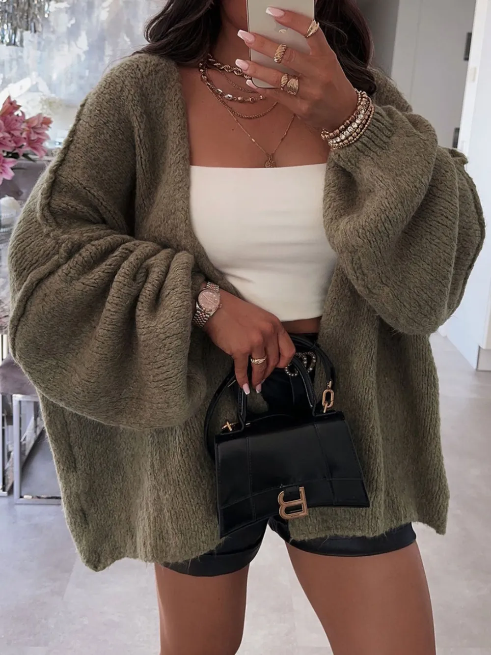 Open Front Dropped Shoulder Cardigan, image 2
