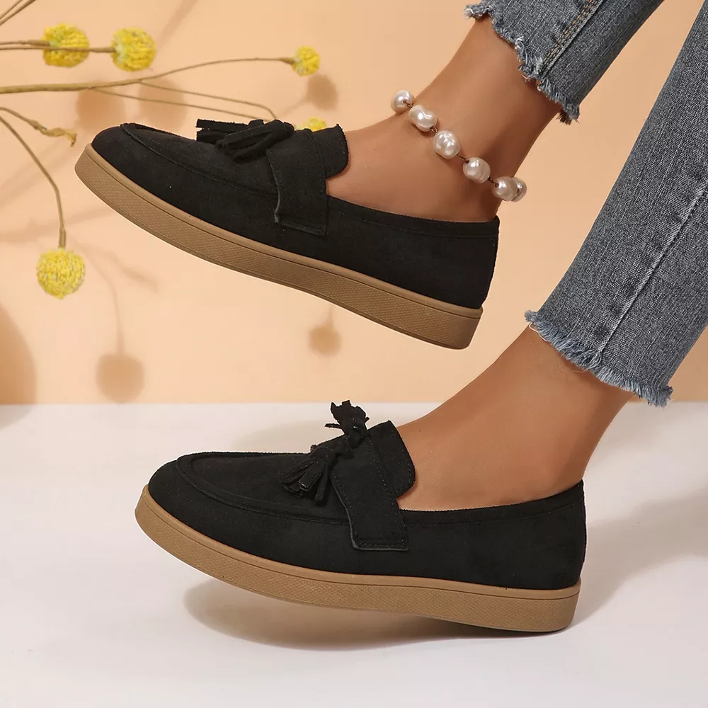 Tassel Suede Loafers with Comfortable Flat Sole, image 7