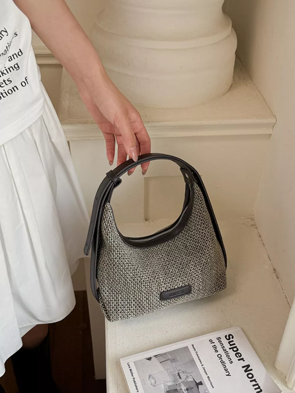 Textured Hobo Shoulder Bag, image 3