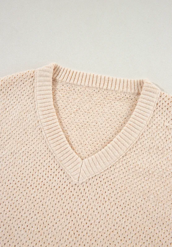 V-Neck Dropped Shoulder Long Sleeve Sweater, image 8