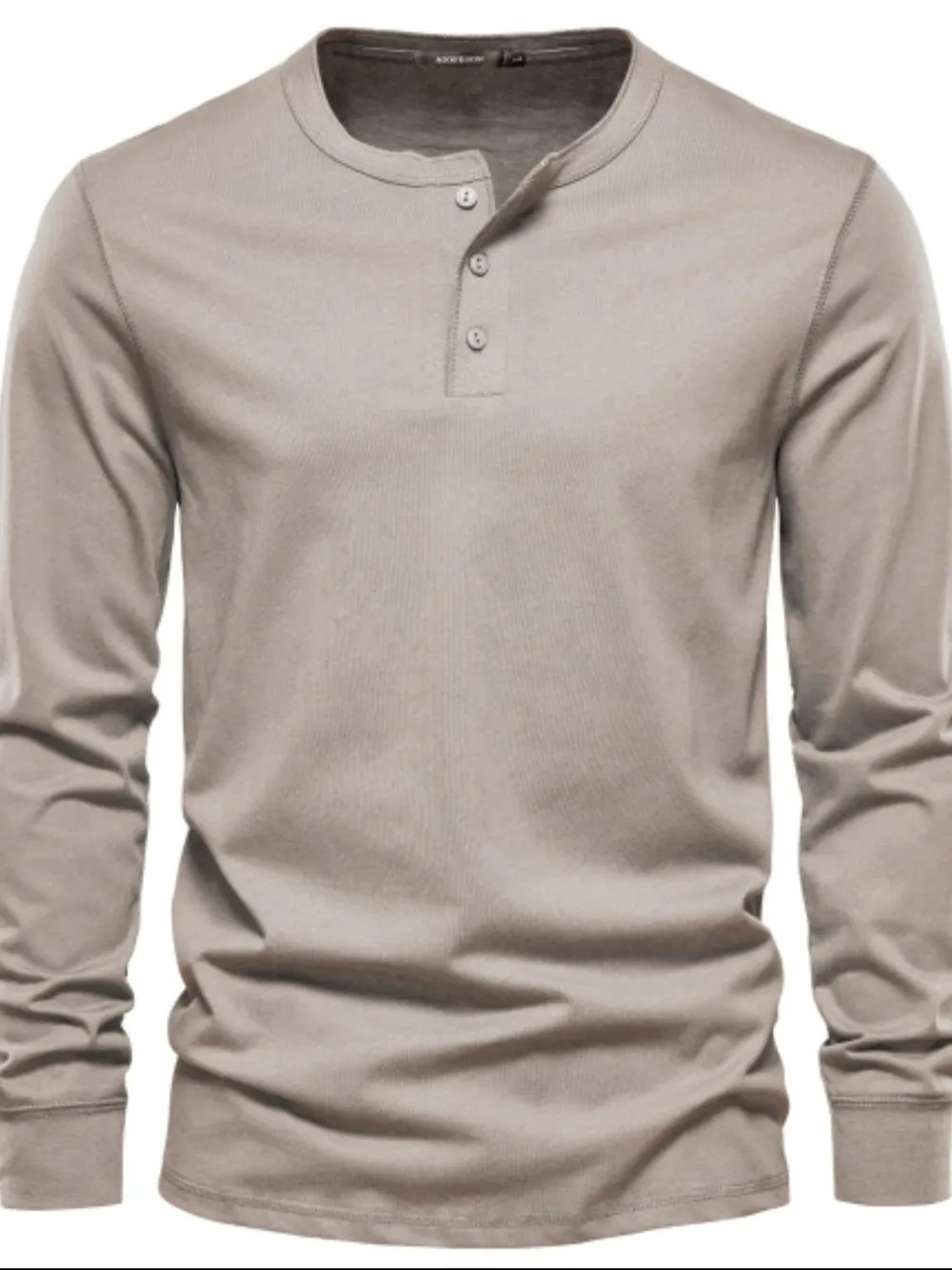 Men's Full Size Quarter Button Round Neck Long Sleeve T-Shirt Plus Size, image 5