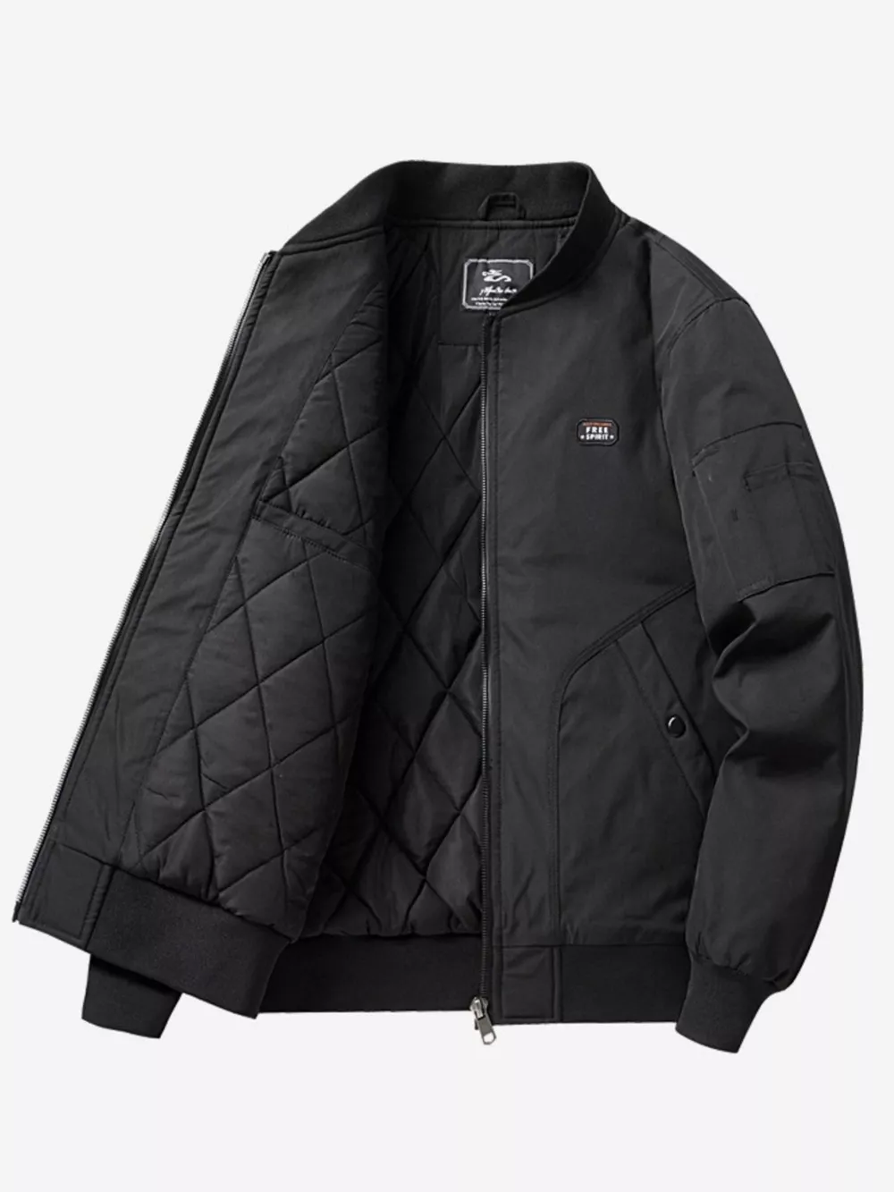 Men's Plus Size Bomber Jacket with Zipper, image 6
