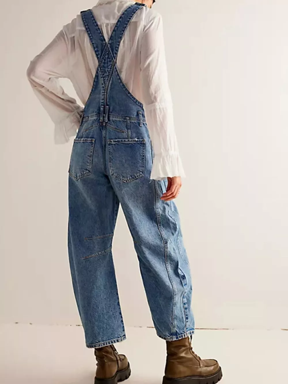 Wide Strap Wide Leg Denim Overalls, image 8