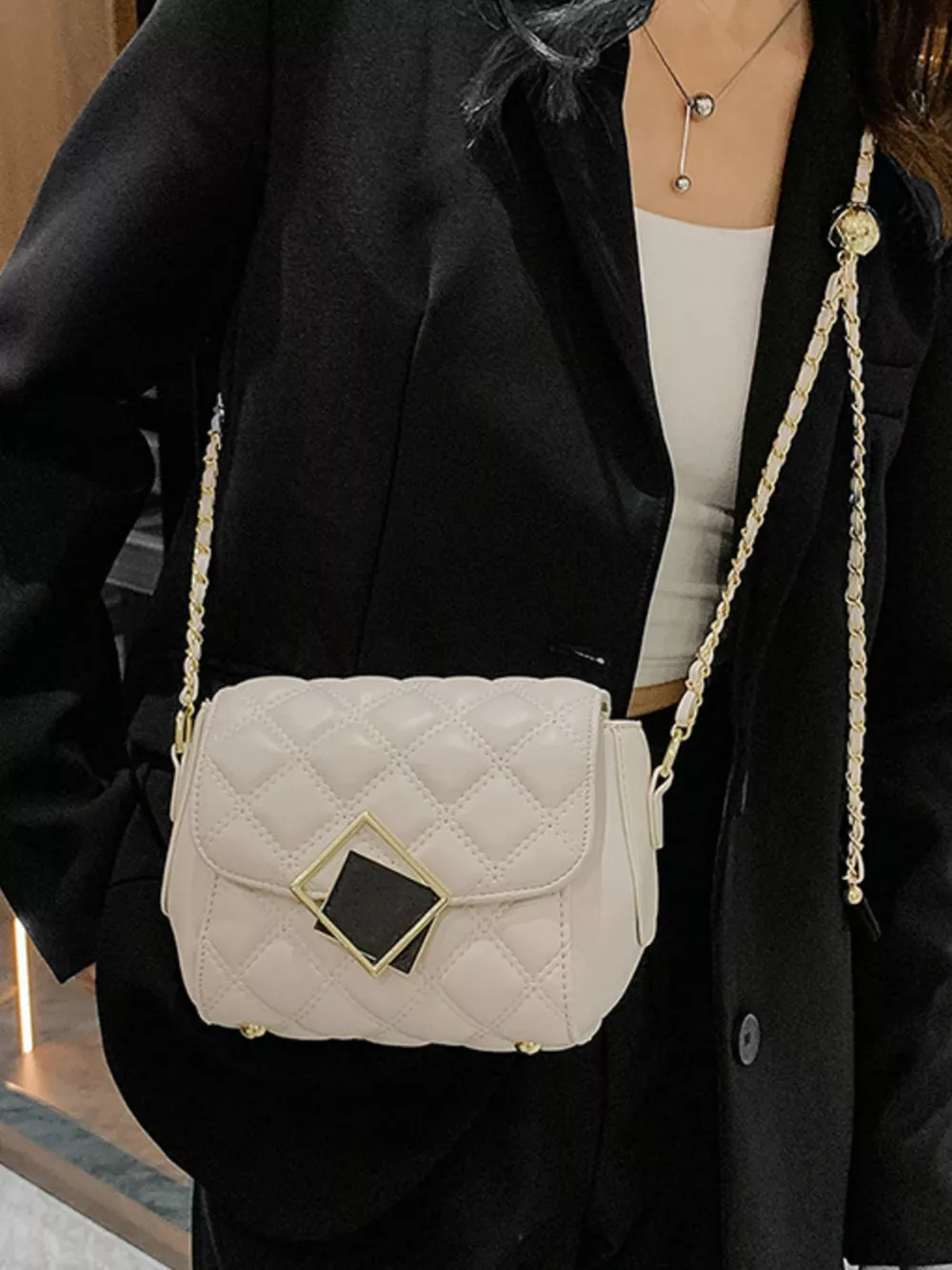 Quilted Flap Chain Crossbody Bag, image 3