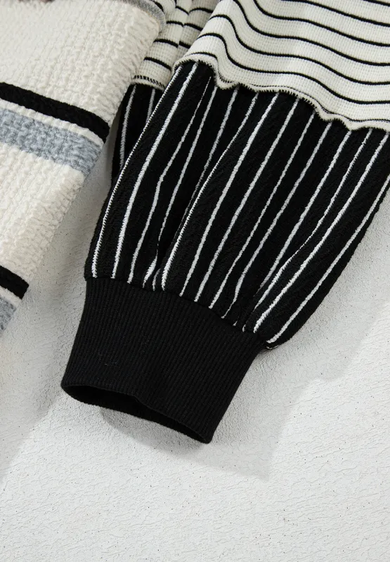 Striped Patchwork Long Sleeve Mini Dress, image 3