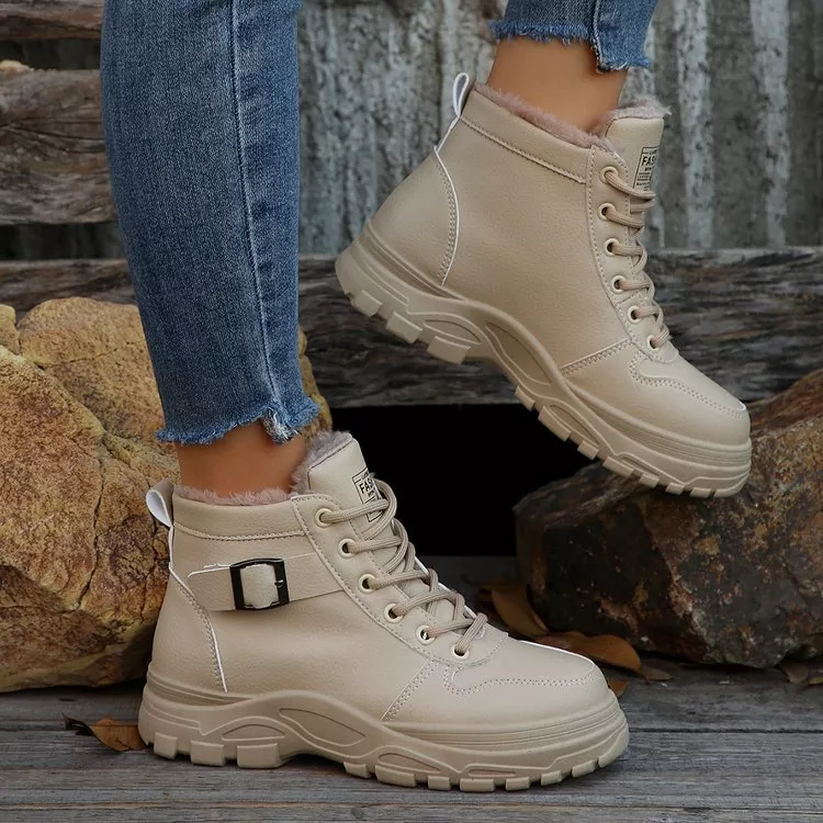 Warm Lined Ankle Boots with Buckle Detail, image 6