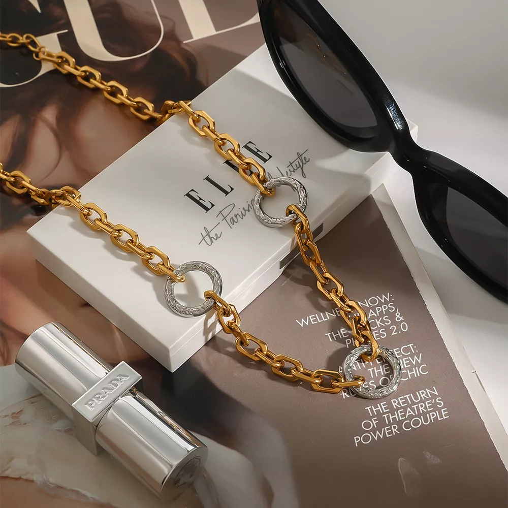 Stainless Steel Chain Link Circle Necklace