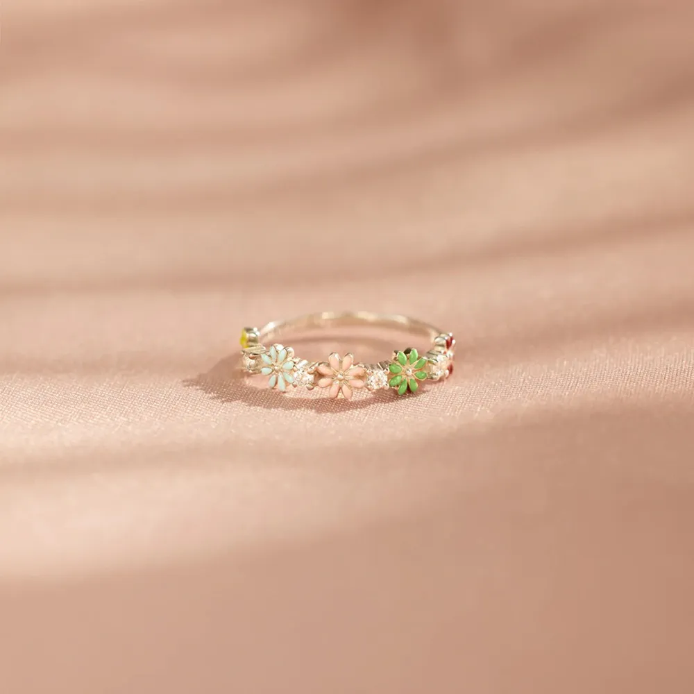 Flower Shape 925 Sterling Silver Zircon Ring, image 5