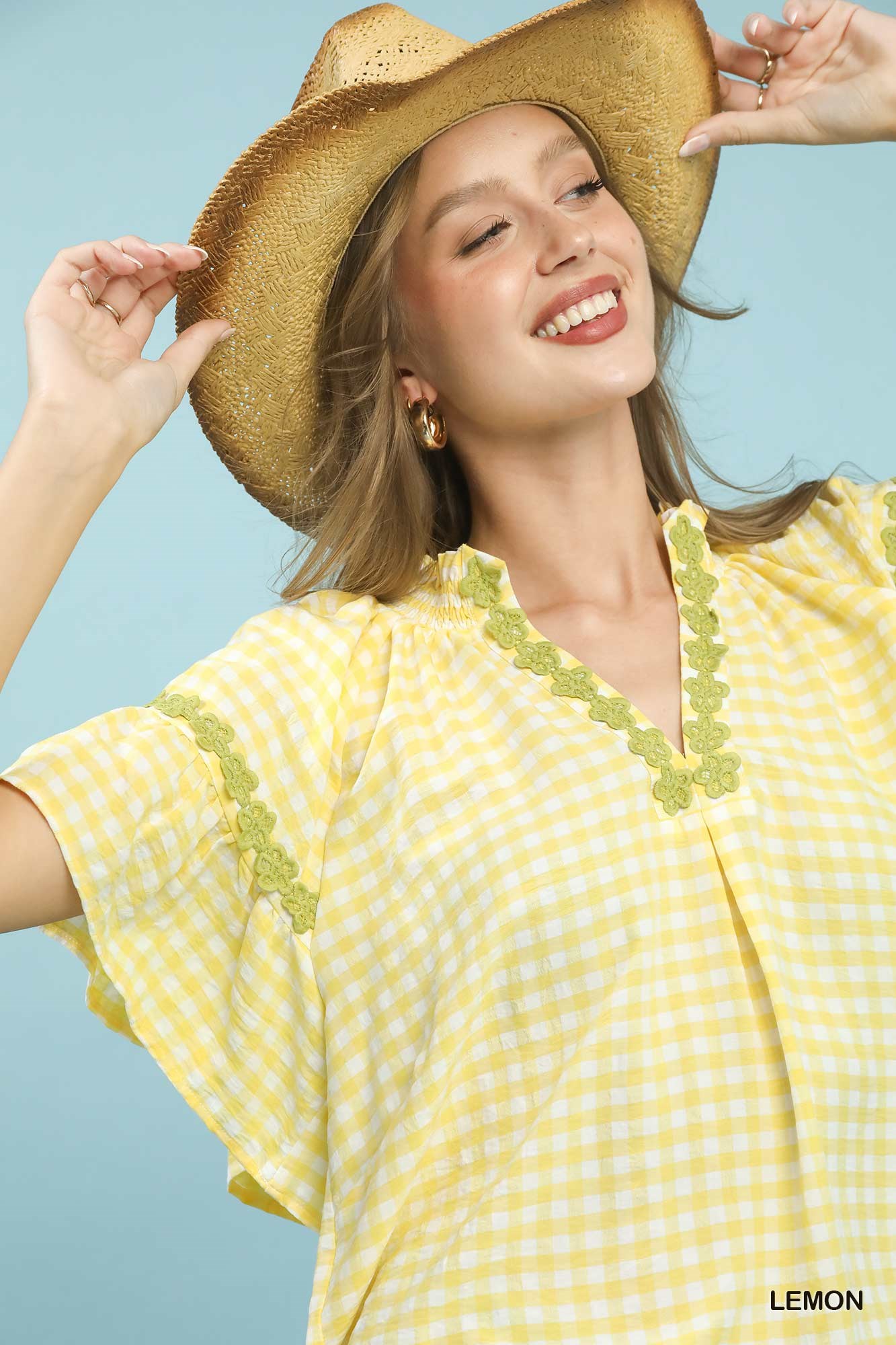 Gingham Lace Trim Top, image 6