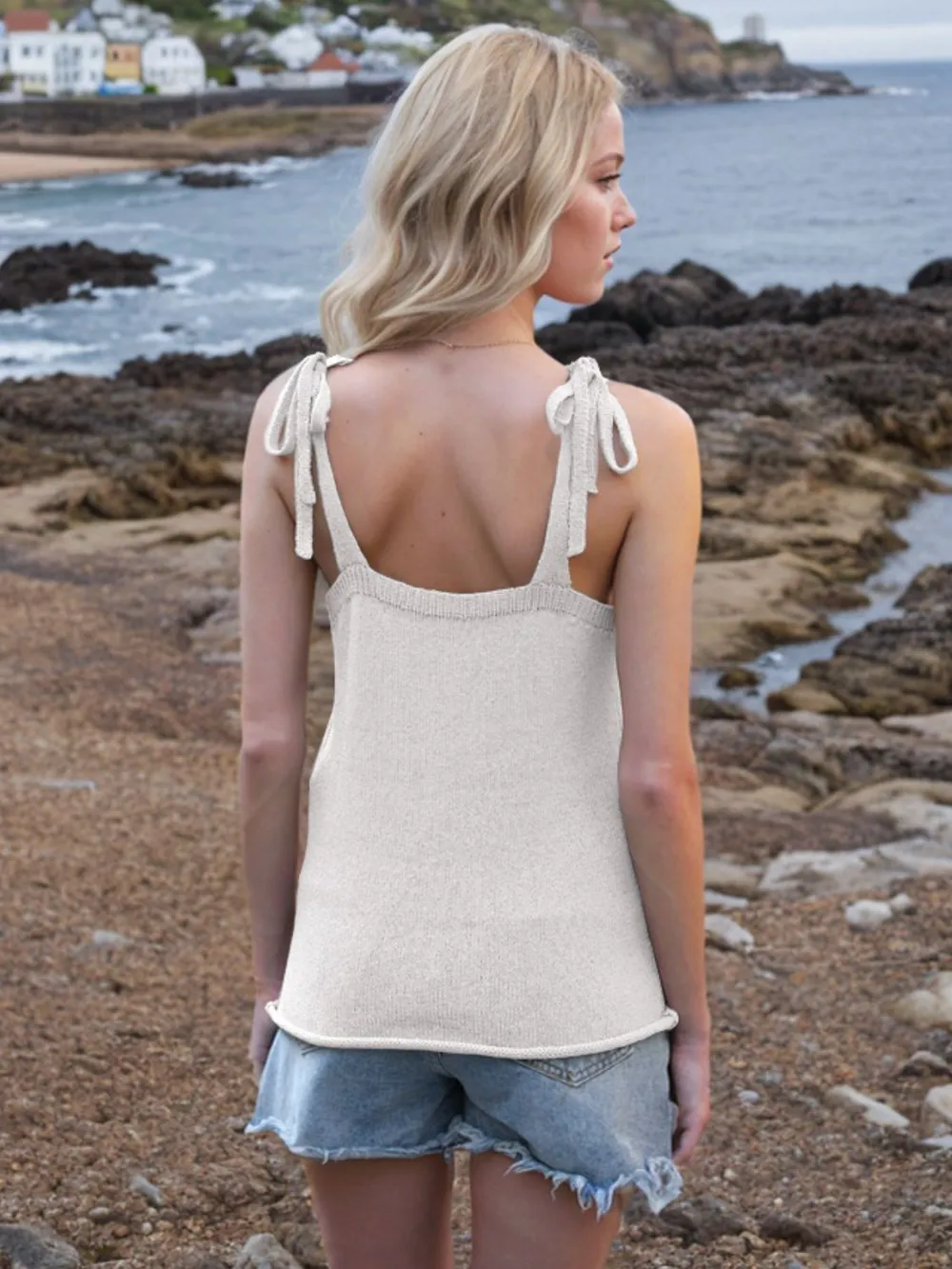 Tie Shoulder V-Neck Sweater Vest, image 9