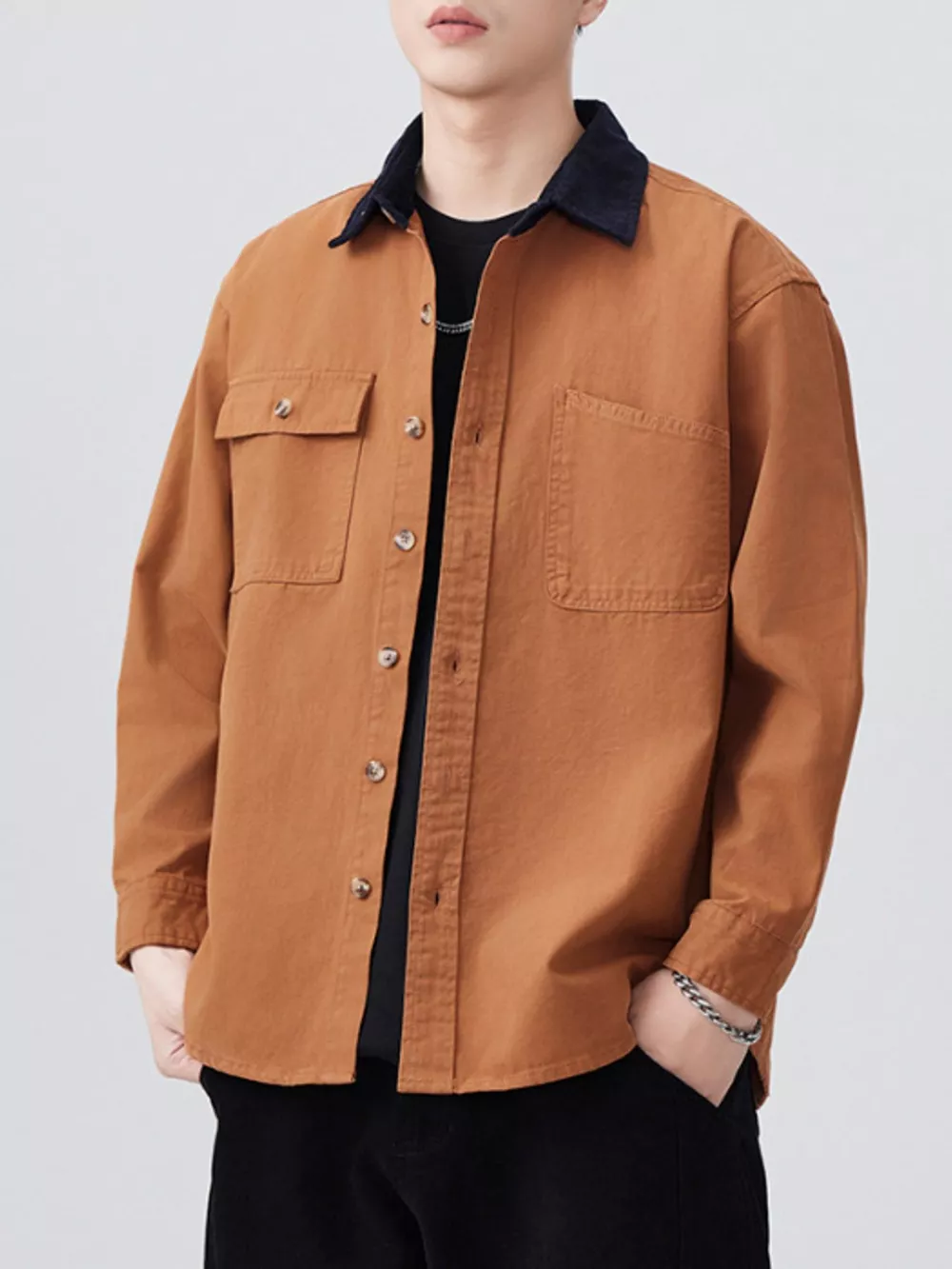 Men's Plus Size Button Up Long Sleeve Shirt, image 5