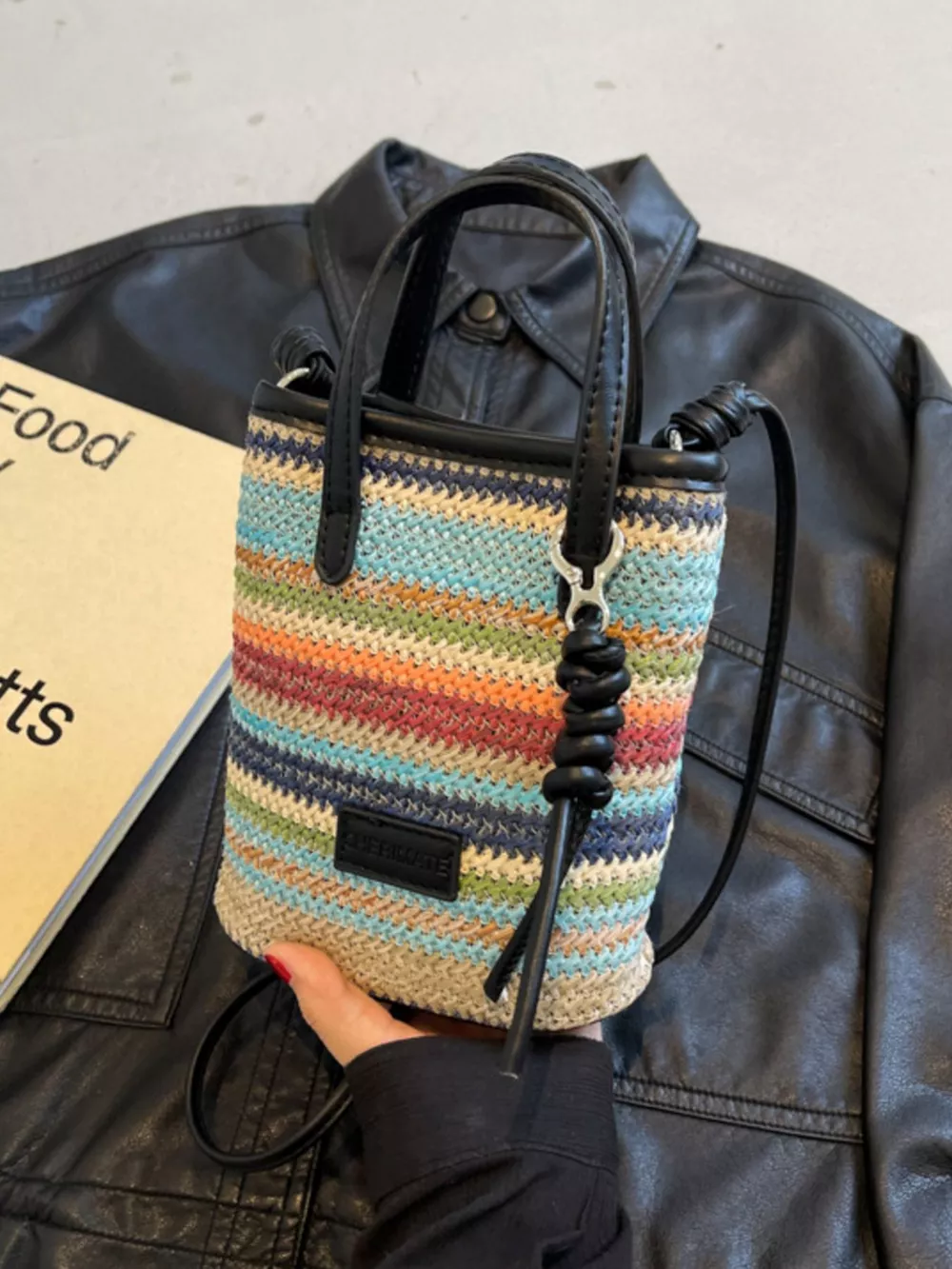 Striped Woven Mini Crossbody Bag, image 2