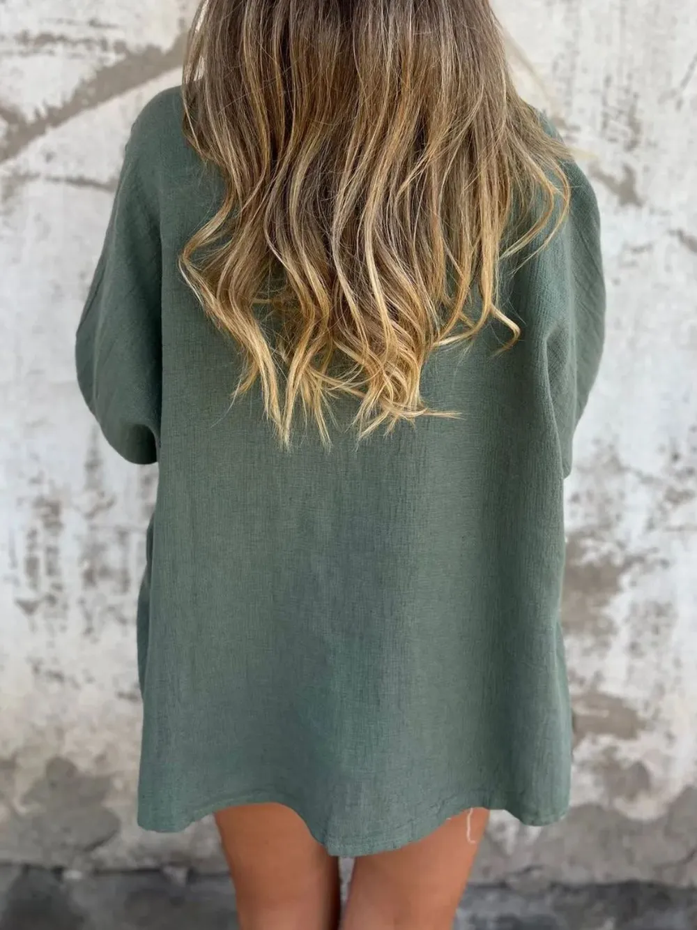 Full Size One Button Long Sleeve Shirt Plus Size, image 10