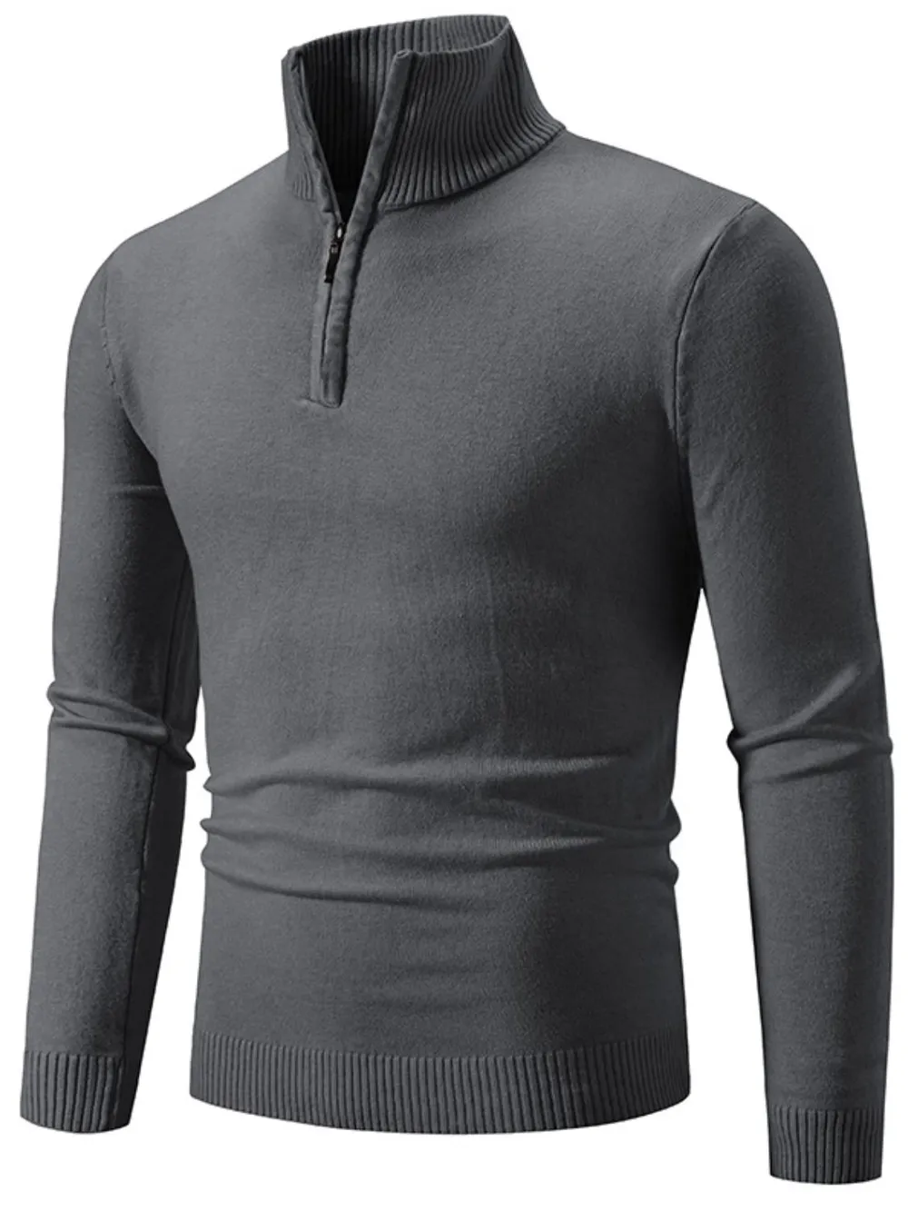 Men's Plus Size Quarter Zip Long Sleeve Sweater, image 8