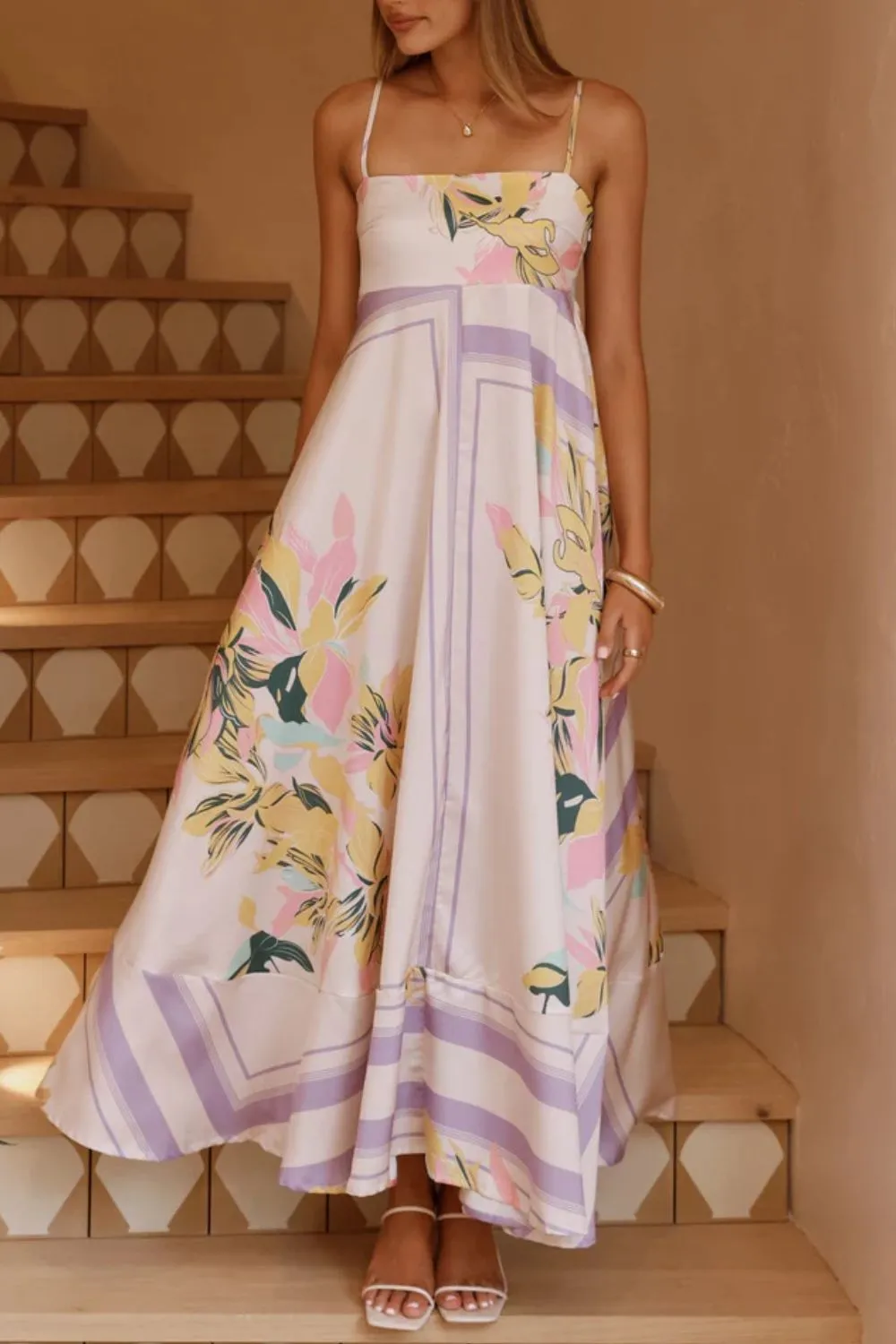 Printed Square Neck Cami Maxi Dress, image 12