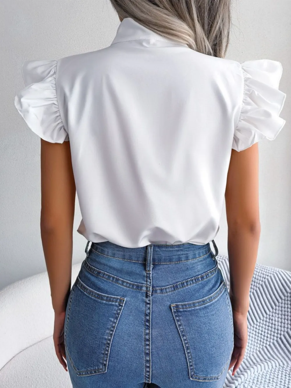 Ruffle Cap Sleeve Bow Tie Blouse, image 11