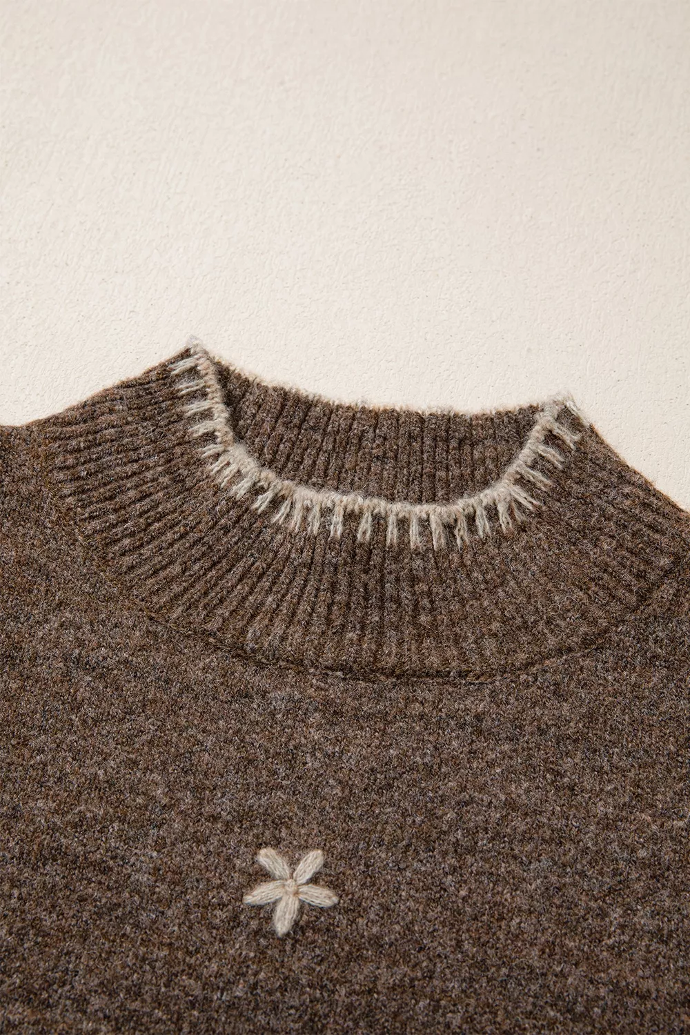 Floral Mock Neck Long Sleeve Sweater, image 6